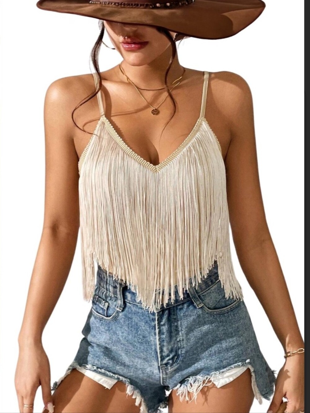 Western Boho Cowgirl Fringe Camisole Top - Picture 2 of 10